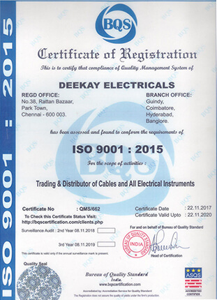 Deekay Electricals - ISO Certificate