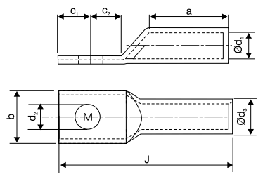 Aluminium Tubular Cable Lugs - Compression Type, Aluminium Terminal ends, for Crimping to XLPE Conductors - diagram