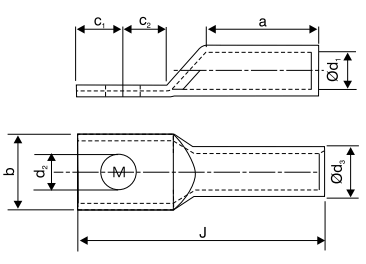 Aluminium Tubular Cable Lugs - Compression Type, for Crimping to XLPE Conductors - diagram
