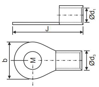 Mini Catalog - Terminal Ends, Ring Type - Standard Type, W-O Sleeve, Brazed Seam - diagram