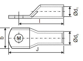 Mini Catalog - Tubular Cable Lugs - Copper Light Duty W-O Inspection Hole for Aluminum Conductors - diagram