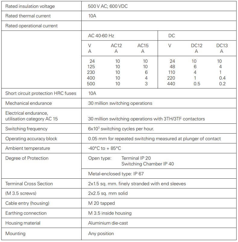 Open-type 3SE30 and s3SE31 metal enclosed types - Technical Data