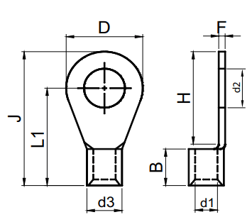 Railway Series - Sheet Metal Lugs, Ring Type-Type-I Brazed Seam Type-II With Insulating Sleeve - Type I - diagram