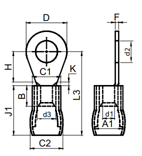 Railway Series - Sheet Metal Lugs, Ring Type-Type-I Brazed Seam Type-II With Insulating Sleeve - Type II - diagram