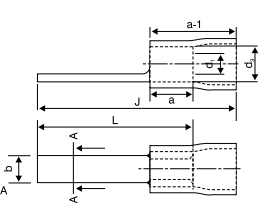 Sheet Metal Lugs - Flat Pin Type with Insulating Sleeve - diagram