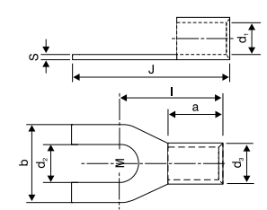 Sheet Metal Lugs - Fork Type , Brazed Seam - diagram