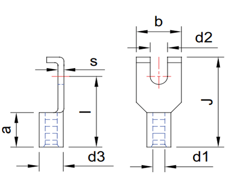 Sheet Metal Lugs - Fork Type With hook Brazed Seam - diagram