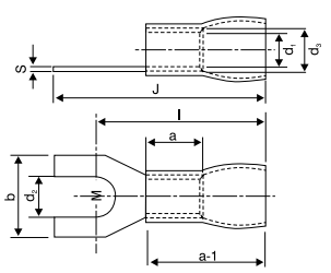 Sheet Metal Lugs - Fork Type with Insulating Sleeve - diagram