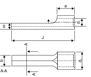 Sheet Metal Lugs - Rectangular Pin Type, Brazed Seam - diagram