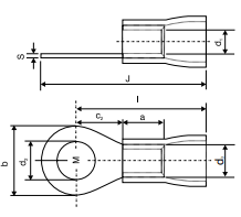 Sheet Metal Lugs - Ring Type Double Grip With Insulating Sleeve - diagram