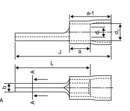 Sheet Metal Lugs - Round Pin Type, With Insulating Sleeve - diagram