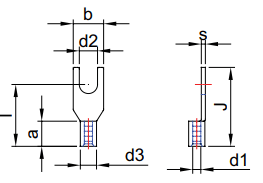 Sheet Metal Lugs - Tailormade Fork Type-Type-I Brazed Seam Type-II With Insulating Sleeve - Type I - diagram