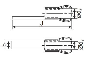 Terminal Ends, Insulated Flat Pin Type Double Grip - With Insulating Sleeve - diagram