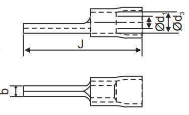 Terminal Ends, Insulated Flat Pin Type - With Insulating Sleeve - diagram
