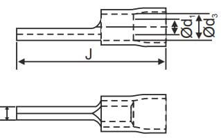 Terminal Ends, Round Pin Type - Double Grip, With Insulating Sleeve - diagram