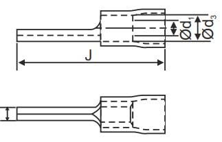 Terminal Ends, Round Pin Type - With Insulating Sleeve - diagram
